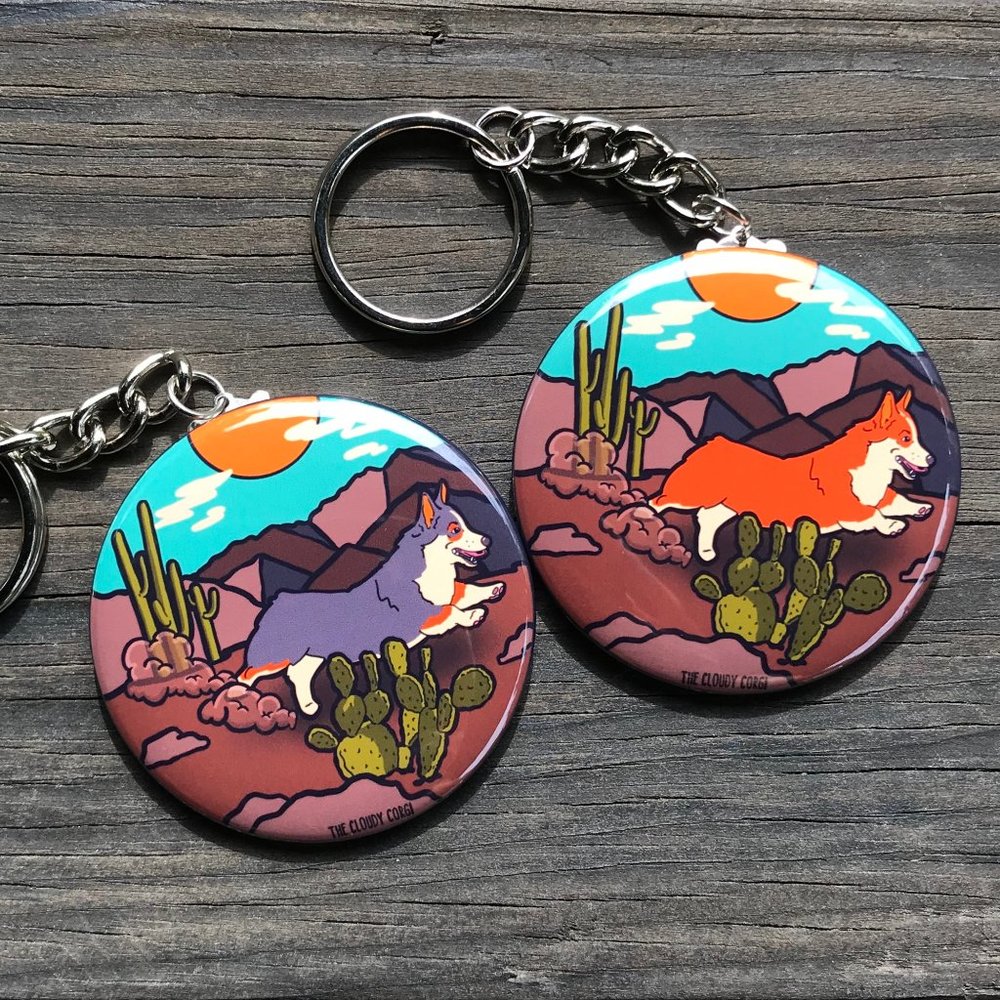 Corgi Dog Southwest Retro Keychain Accessories